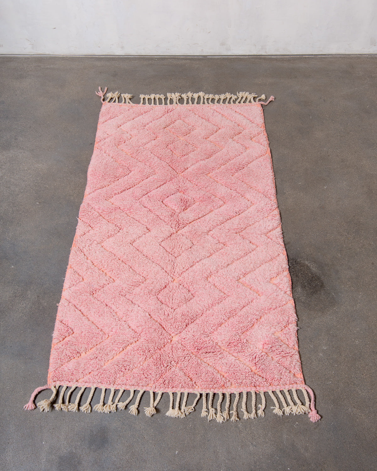Modern, designer, handcrafted Berber rug from Morocco. Beniourain carpet with beautiful colours and patterns and fluffy wool texture.